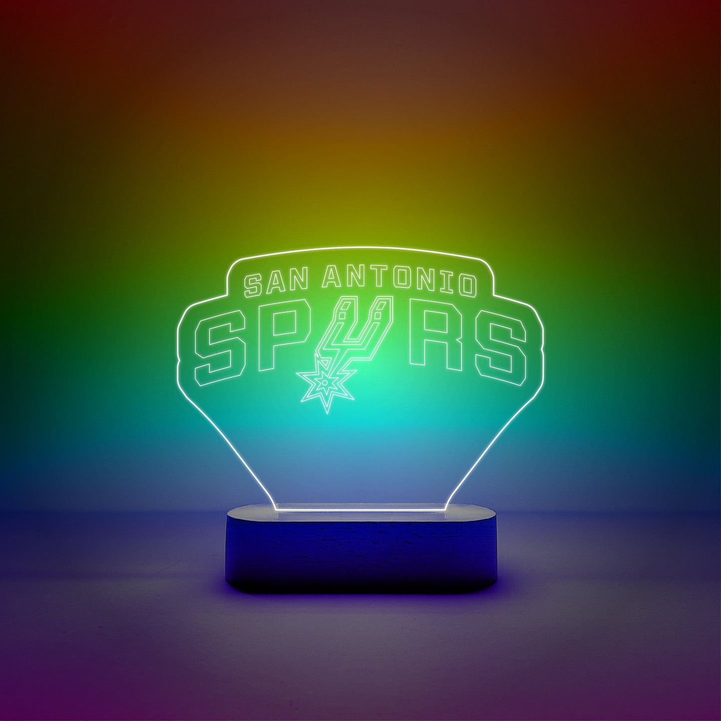 Edge-lit Sign Wooden Lamp Base - San Antonio Spurs