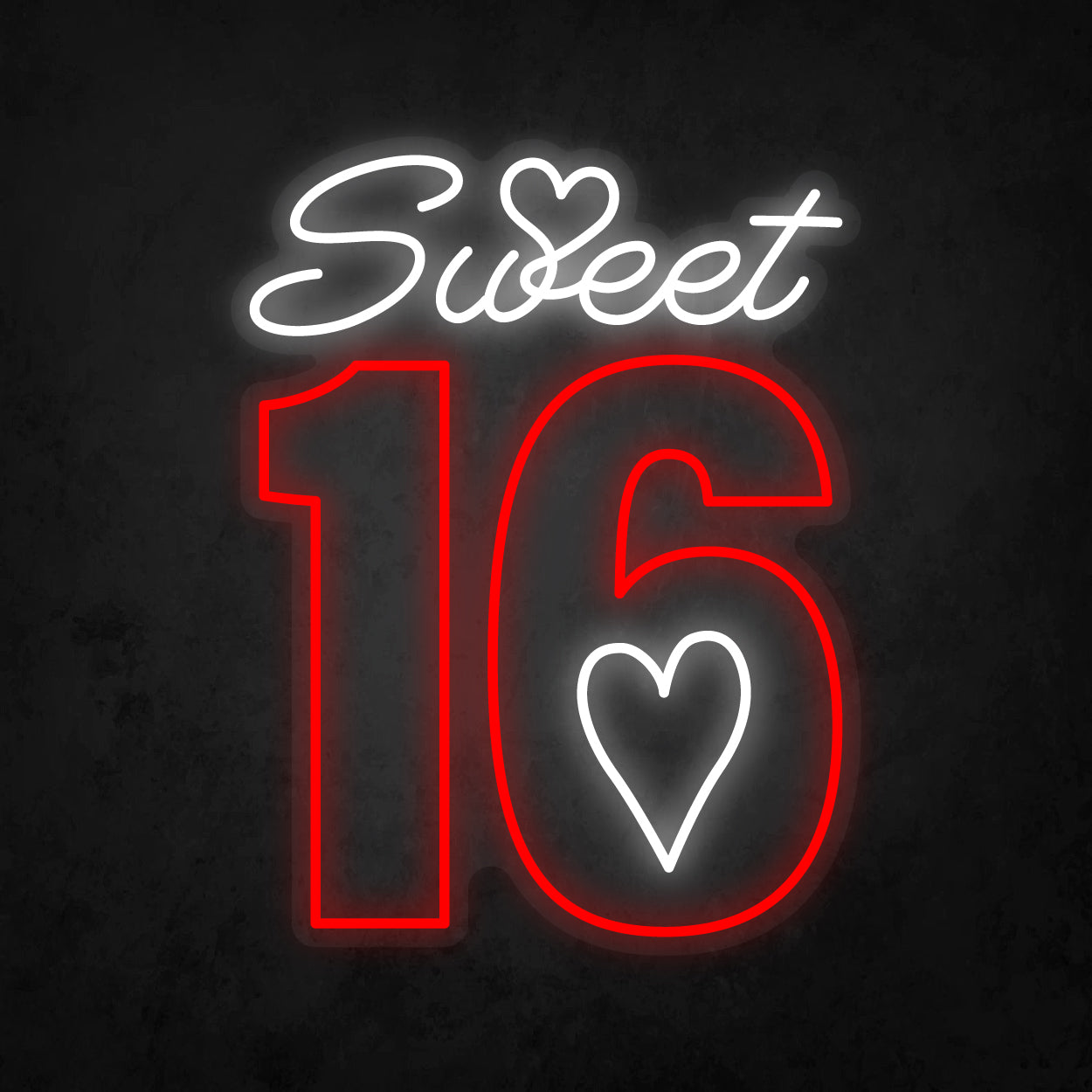 LED Neon Sign - Sweet 16 Heart