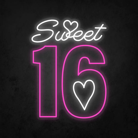 LED Neon Sign - Sweet 16 Heart