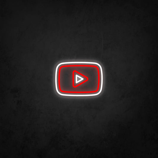LED Neon Sign - Youtube Play Button 2 Lines Logo