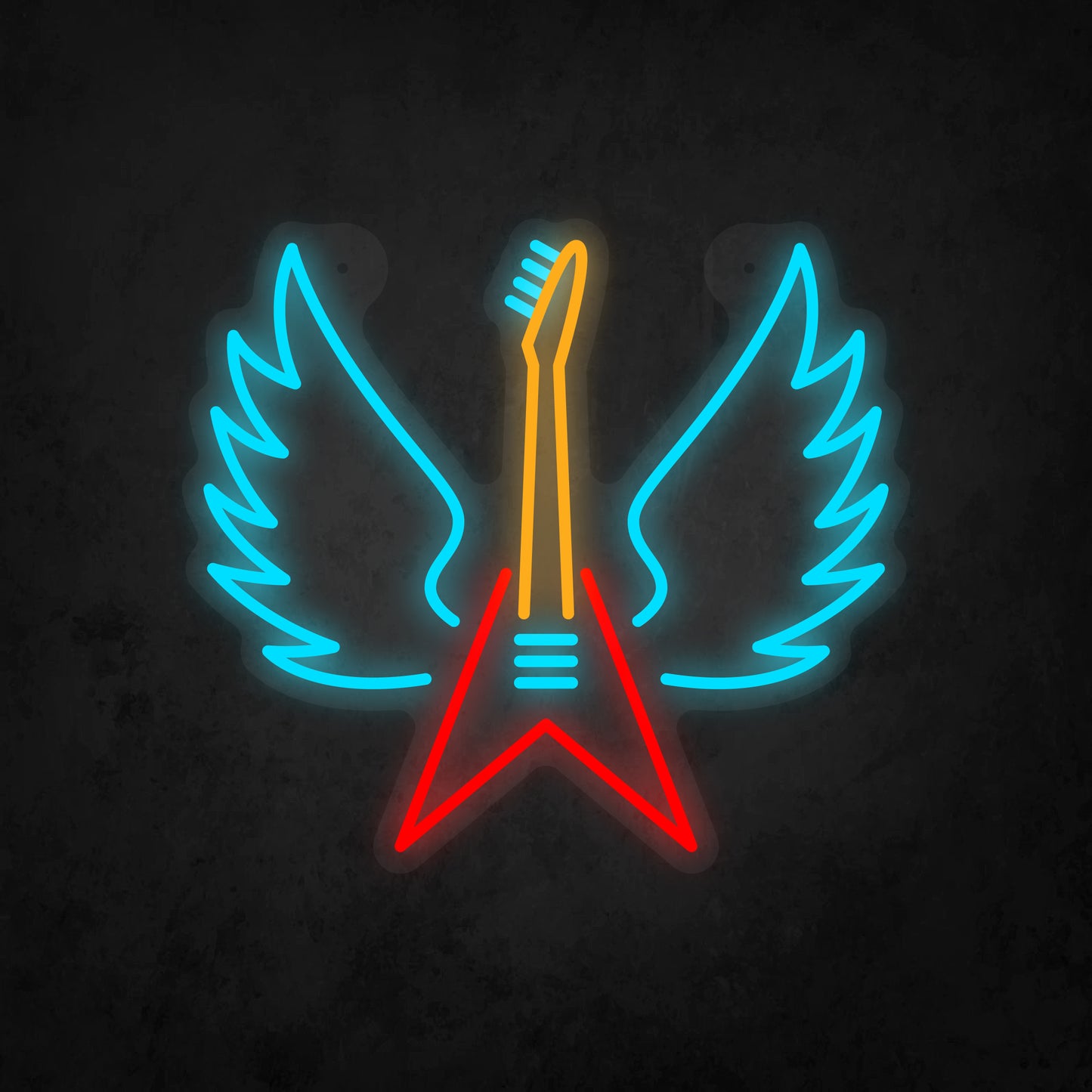 LED Neon Sign - Winged Guitar Sign for Window