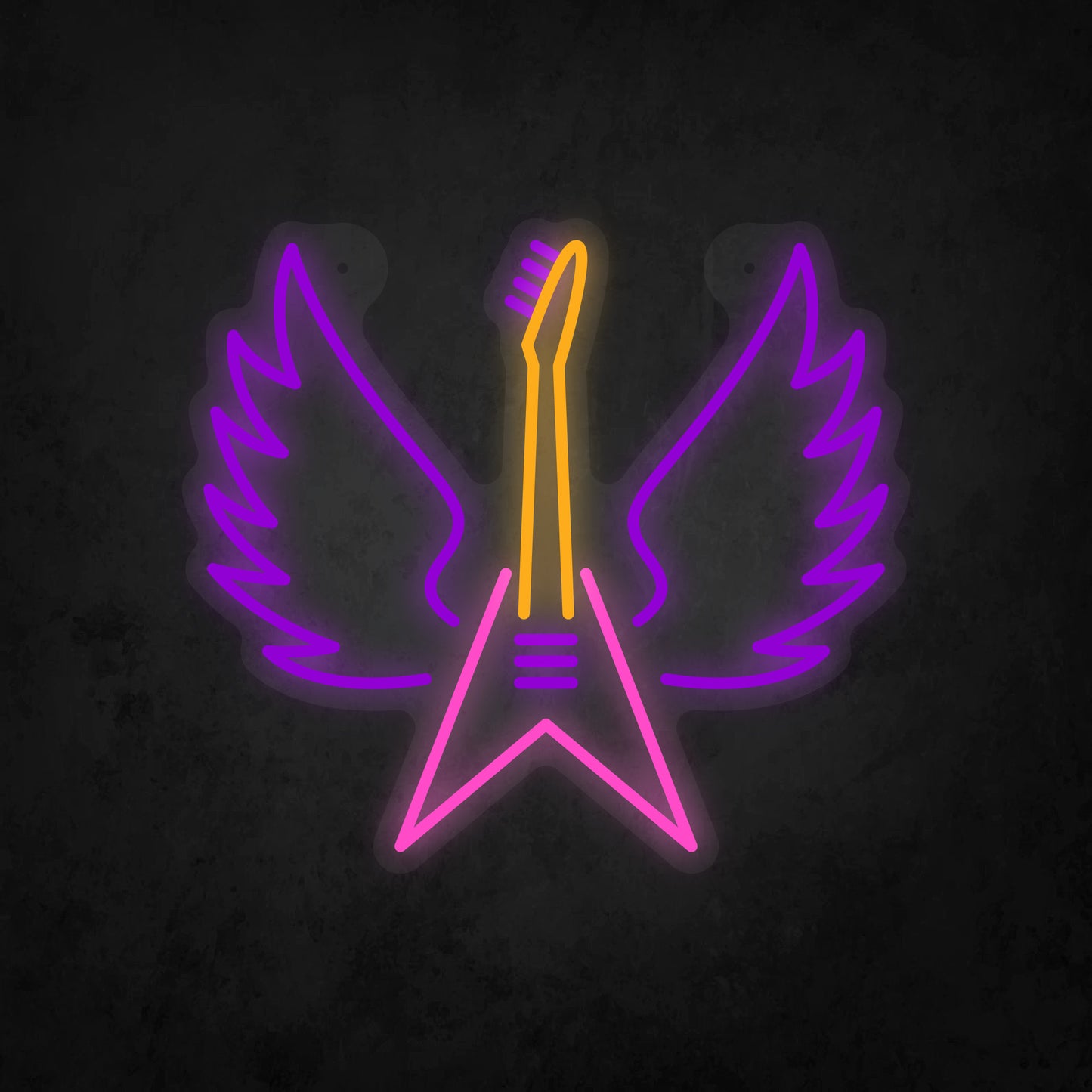 LED Neon Sign - Winged Guitar Sign for Window