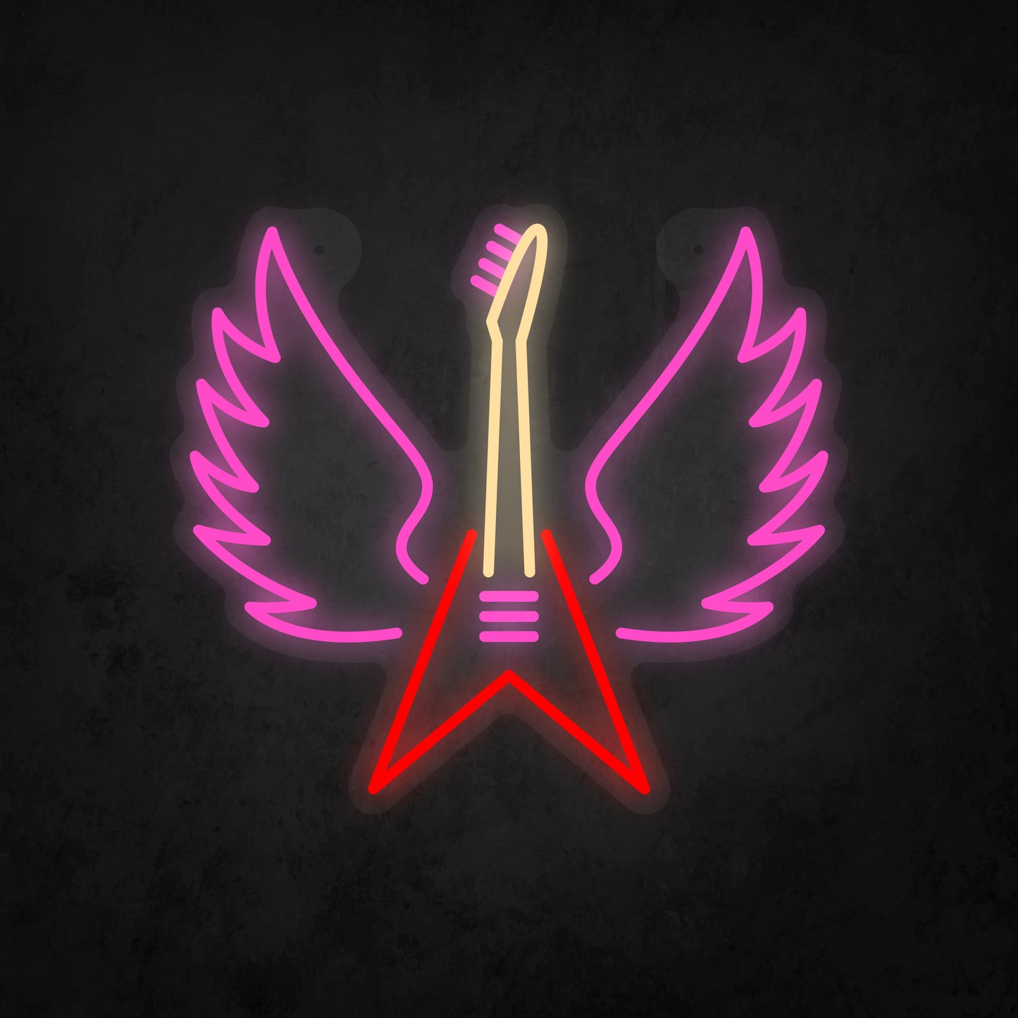 LED Neon Sign - Winged Guitar Sign for Window