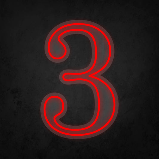 LED Neon Sign - Number - 3