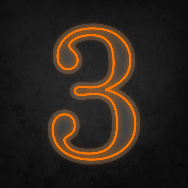 LED Neon Sign - Number - 3