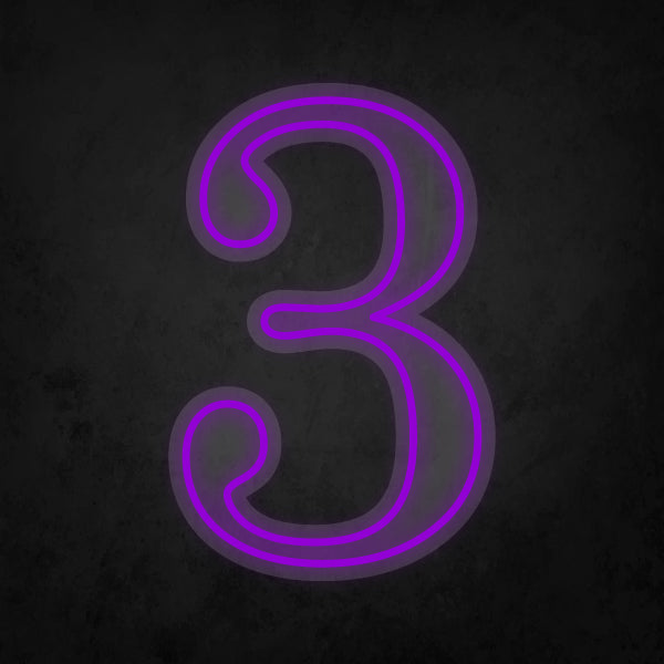 LED Neon Sign - Number - 3