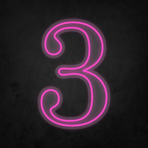 LED Neon Sign - Number - 3