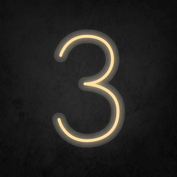 LED Neon Sign - Number - 3 Small
