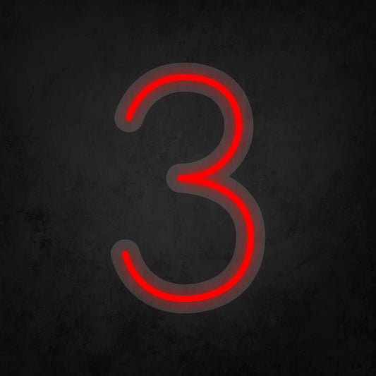 LED Neon Sign - Number - 3 Small