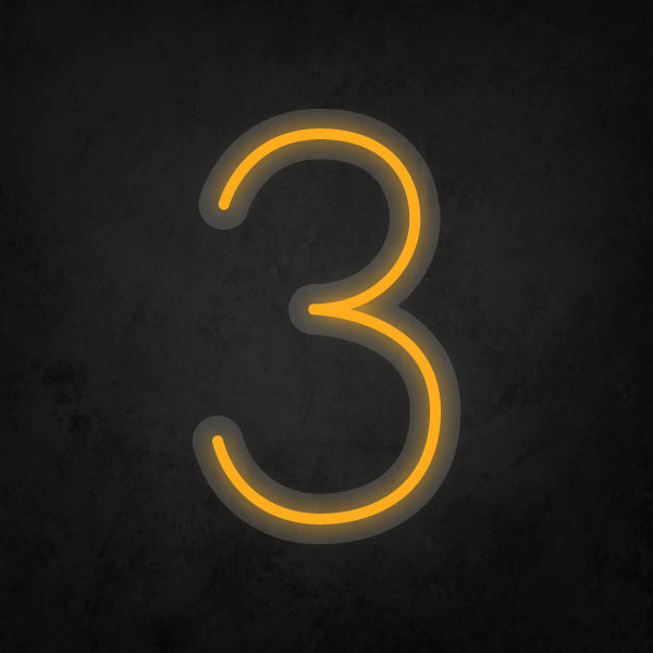 LED Neon Sign - Number - 3 Small