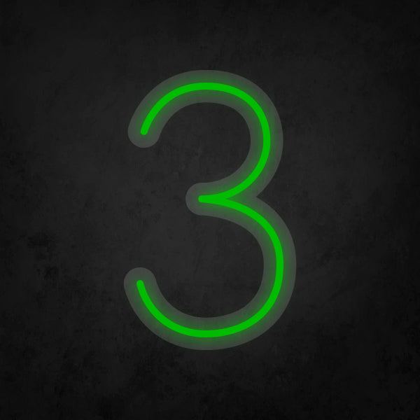 LED Neon Sign - Number - 3 Small