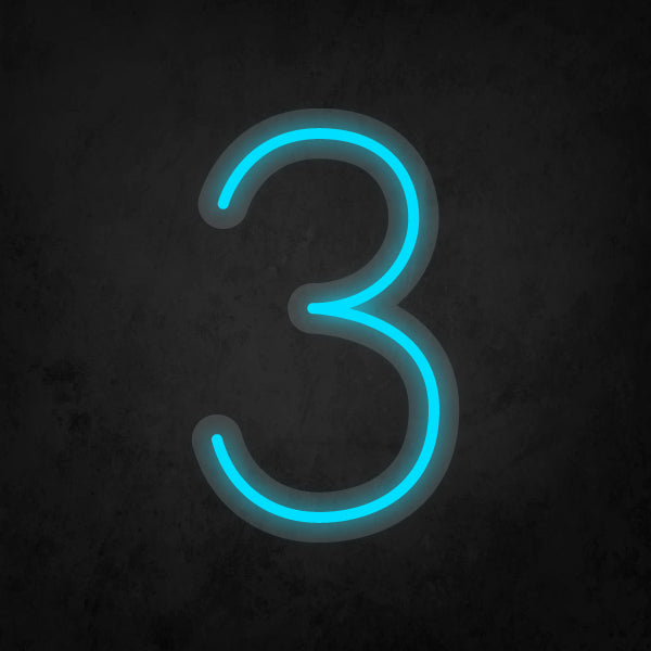 LED Neon Sign - Number - 3 Small