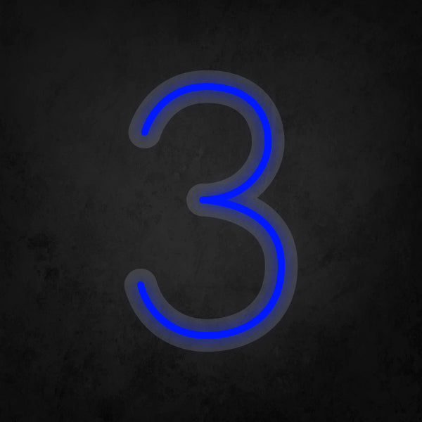 LED Neon Sign - Number - 3 Small
