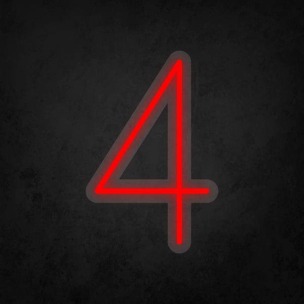 LED Neon Sign - Number - 4 Small