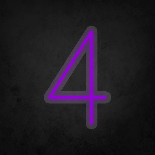 LED Neon Sign - Number - 4 Small