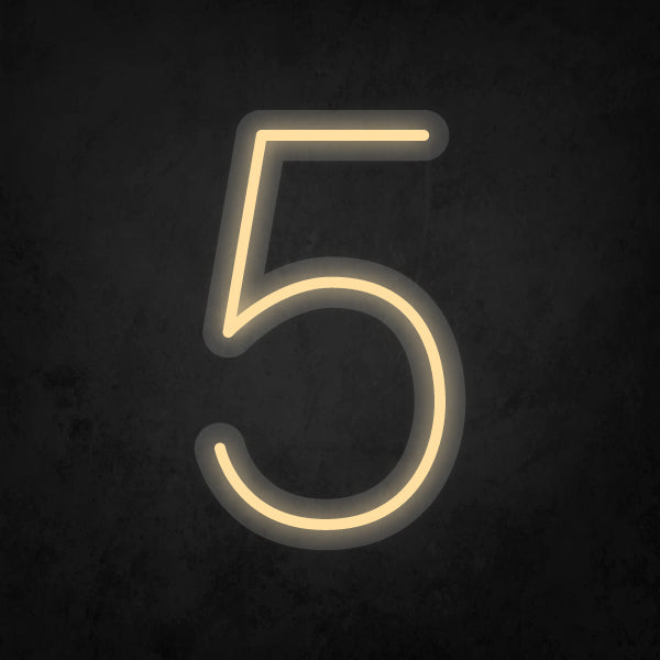 LED Neon Sign - Number - 5 Small