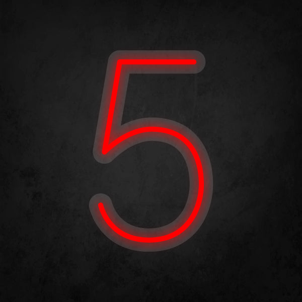 LED Neon Sign - Number - 5 Small