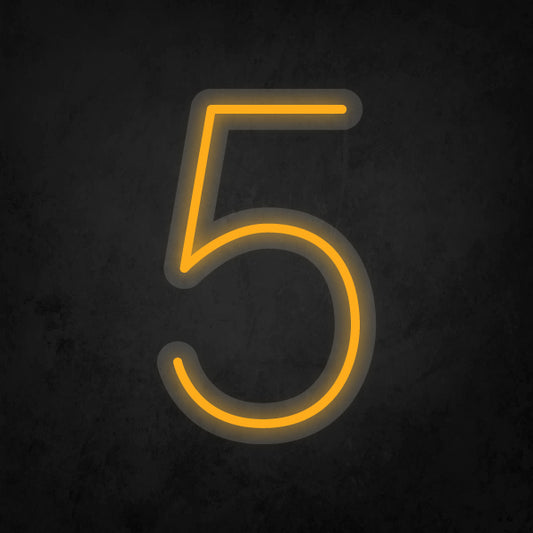 LED Neon Sign - Number - 5 Small