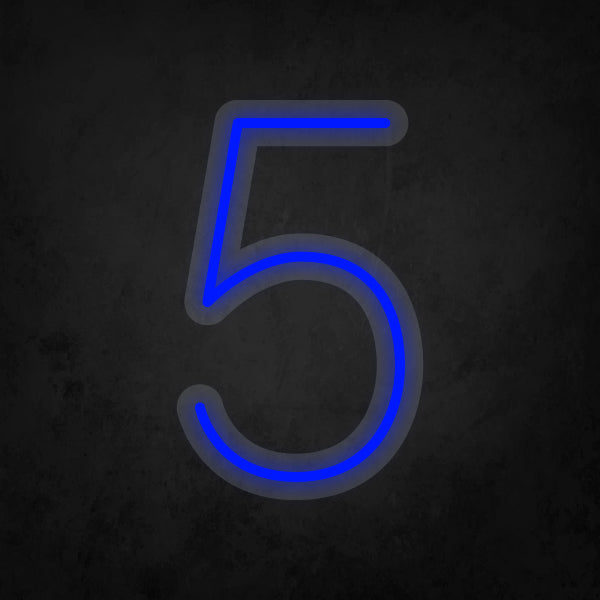 LED Neon Sign - Number - 5 Small
