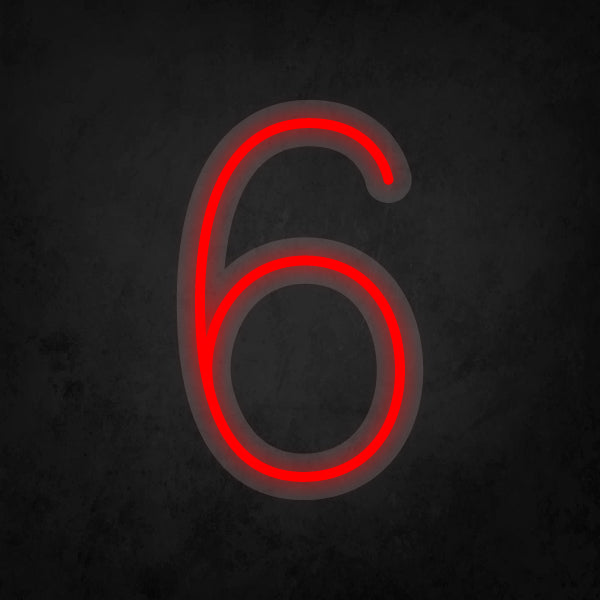 LED Neon Sign - Number - 6 Small