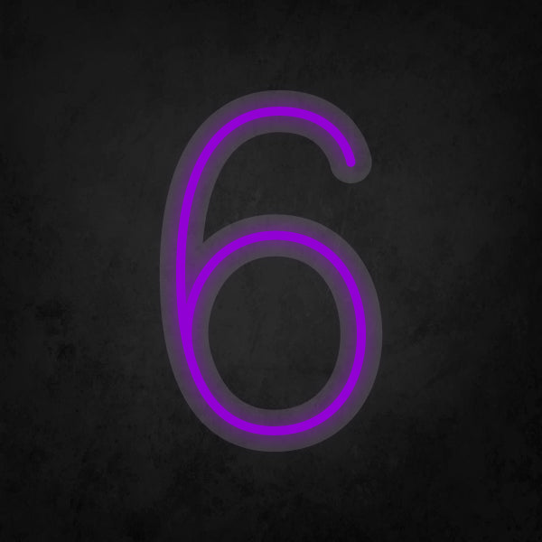 LED Neon Sign - Number - 6 Small