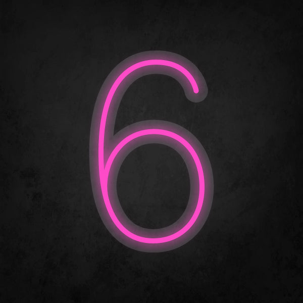 LED Neon Sign - Number - 6 Small
