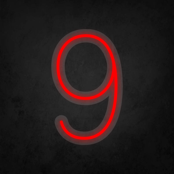 LED Neon Sign - Number - 9 Small