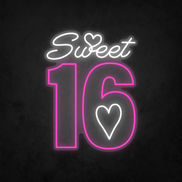 LED Neon Sign - Sweet 16 Heart