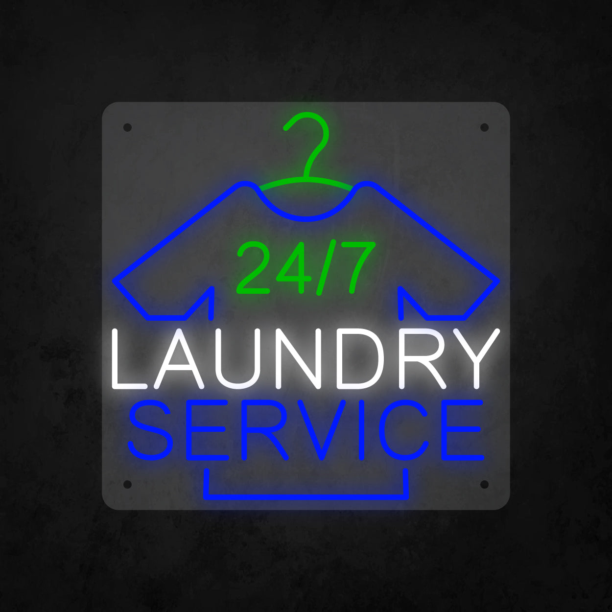 LED Neon Sign - 24 hour 7 days Laundry Service