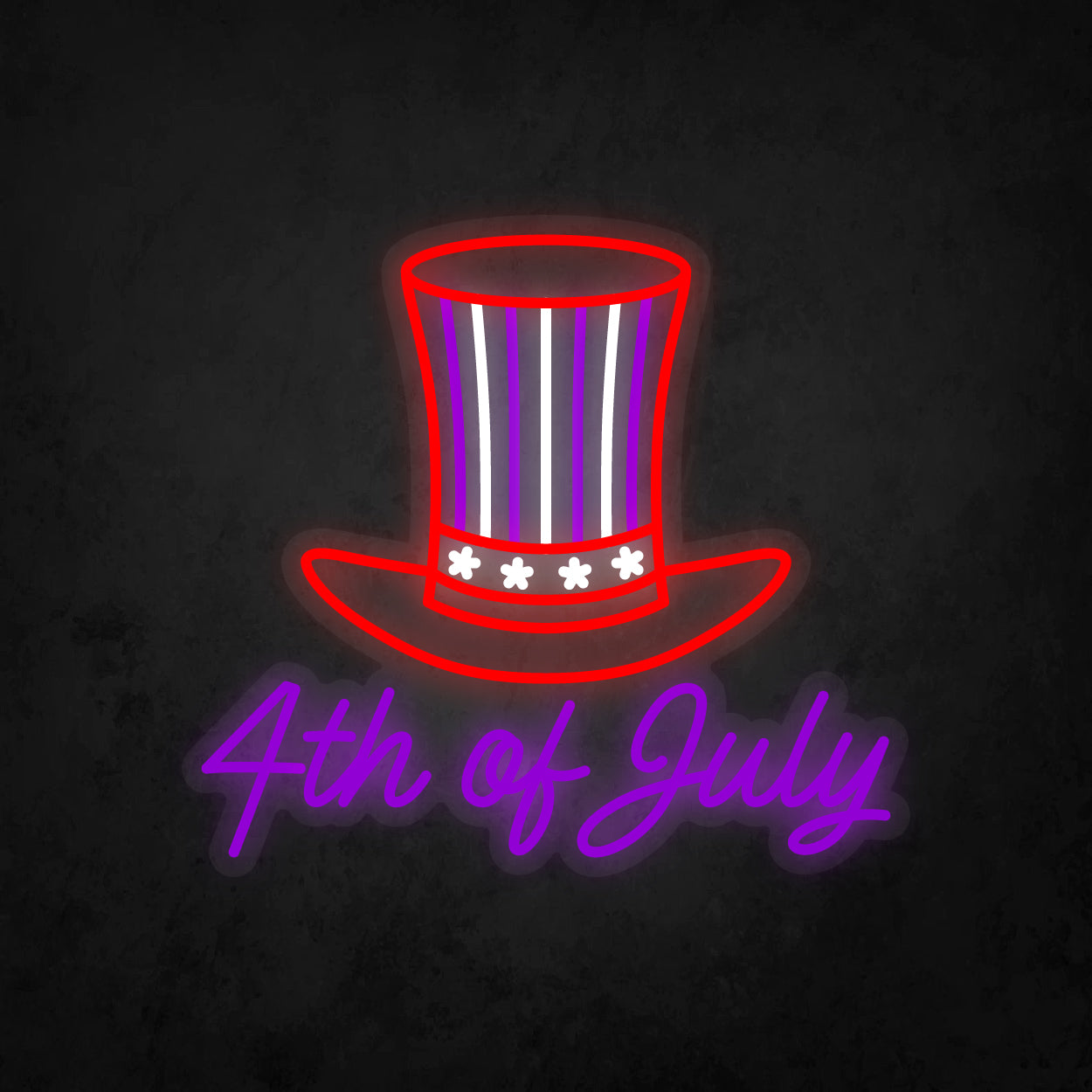 LED Neon Sign - 4th of July and Hat