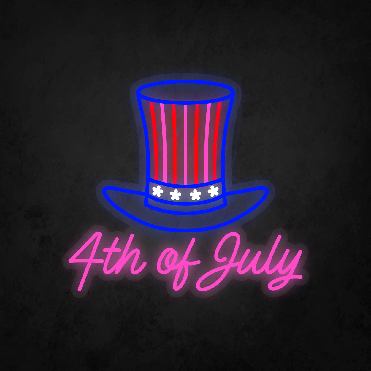 LED Neon Sign - 4th of July and Hat
