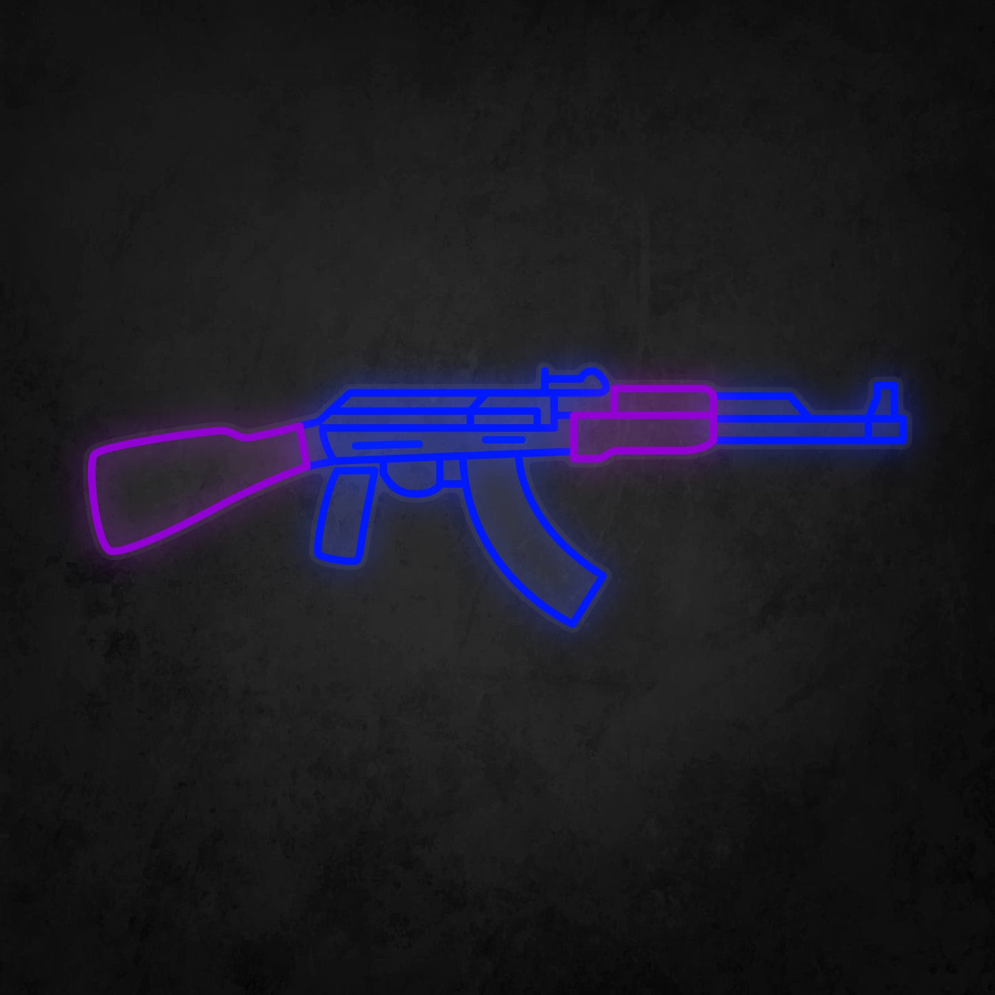 LED Neon Sign - AK 47 Assault Rifle Right Side