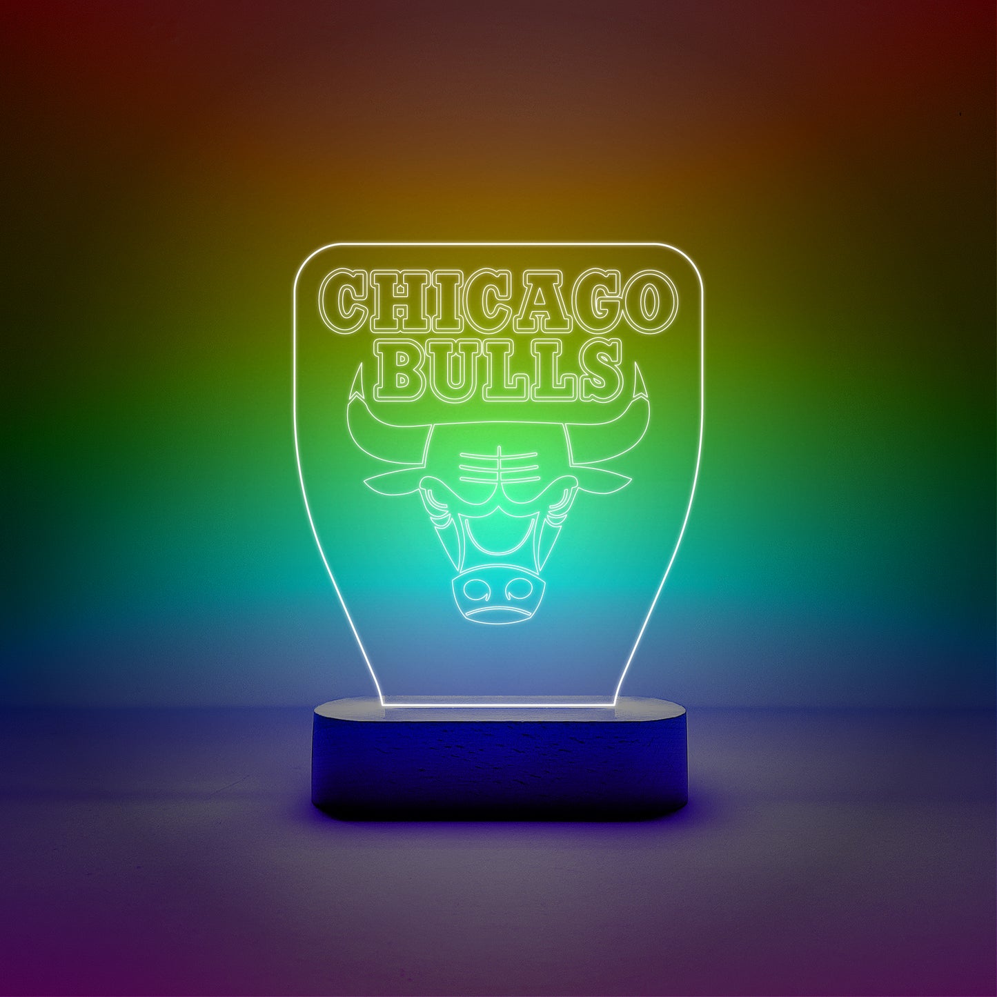 Edge-lit Sign Wooden Lamp Base - Chicago Bulls