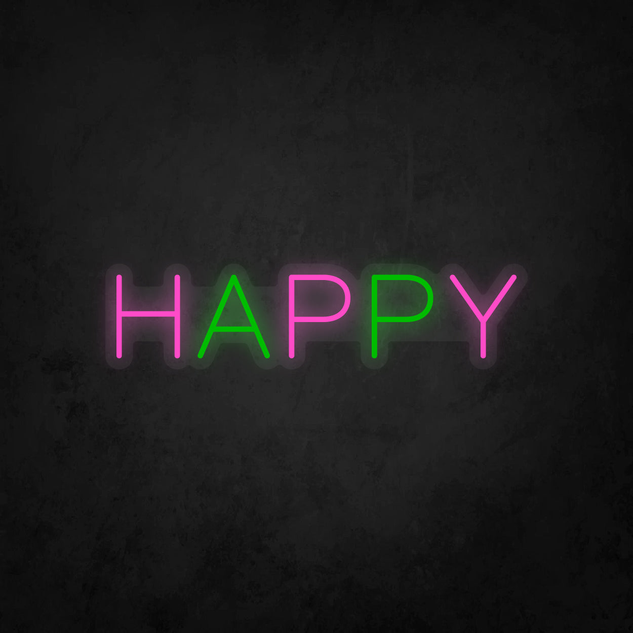 LED Neon Sign - Colorful Happy - Medium