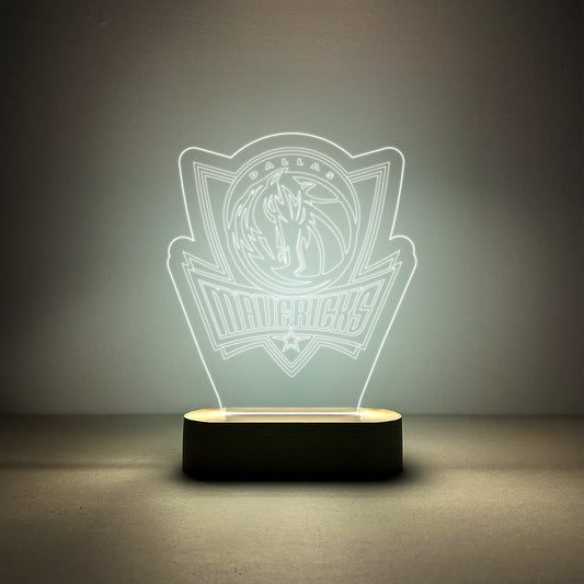 Edge-lit Sign Wooden Lamp Base - Dallas Mavericks