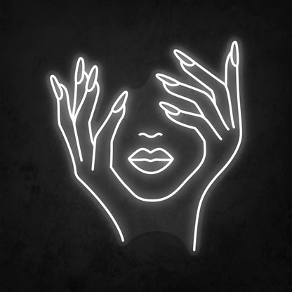 LED Neon Sign - Face and Hands Woman