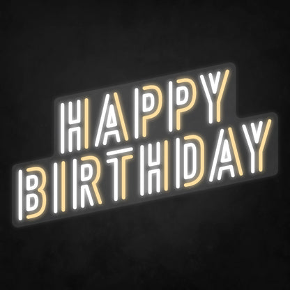 LED Neon Sign - Happy Birthday - 2 colors - Skew Font