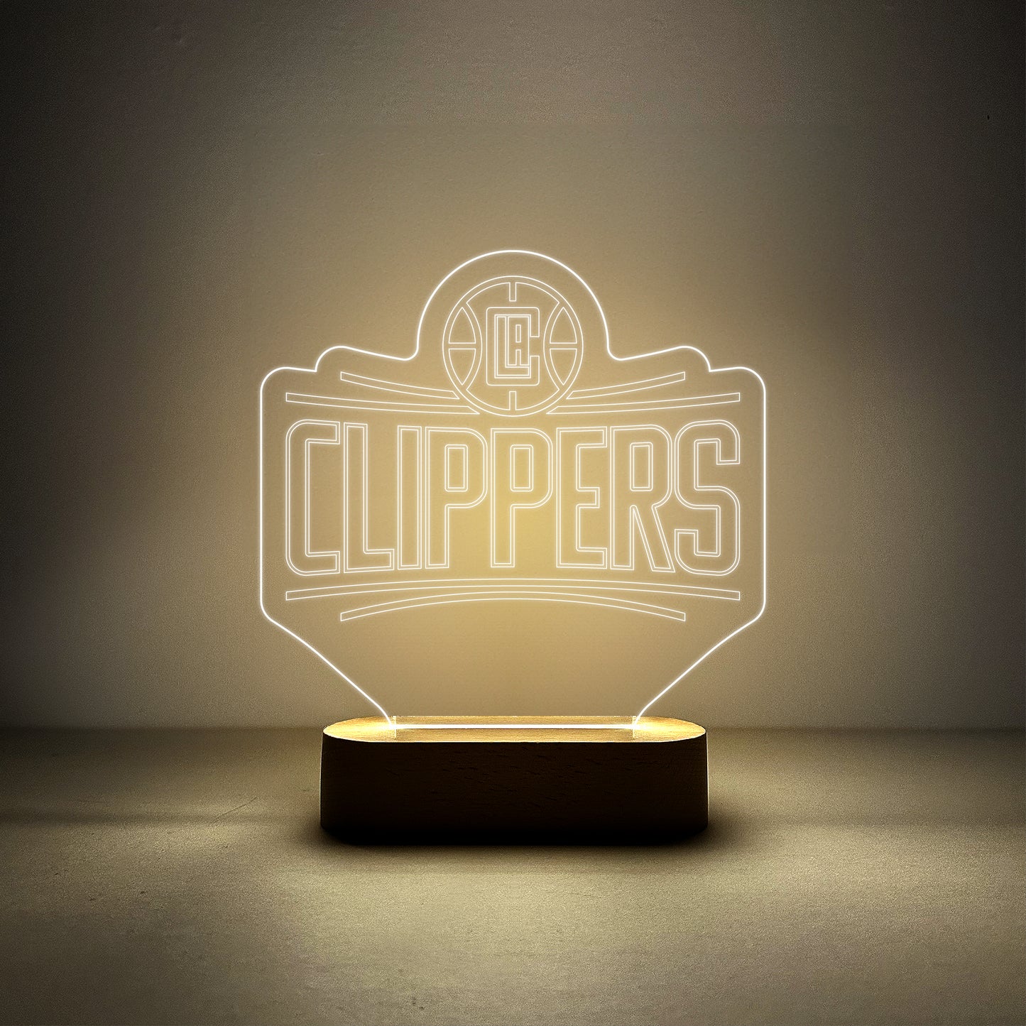 Edge-lit Sign Wooden Lamp Base - LA Clippers