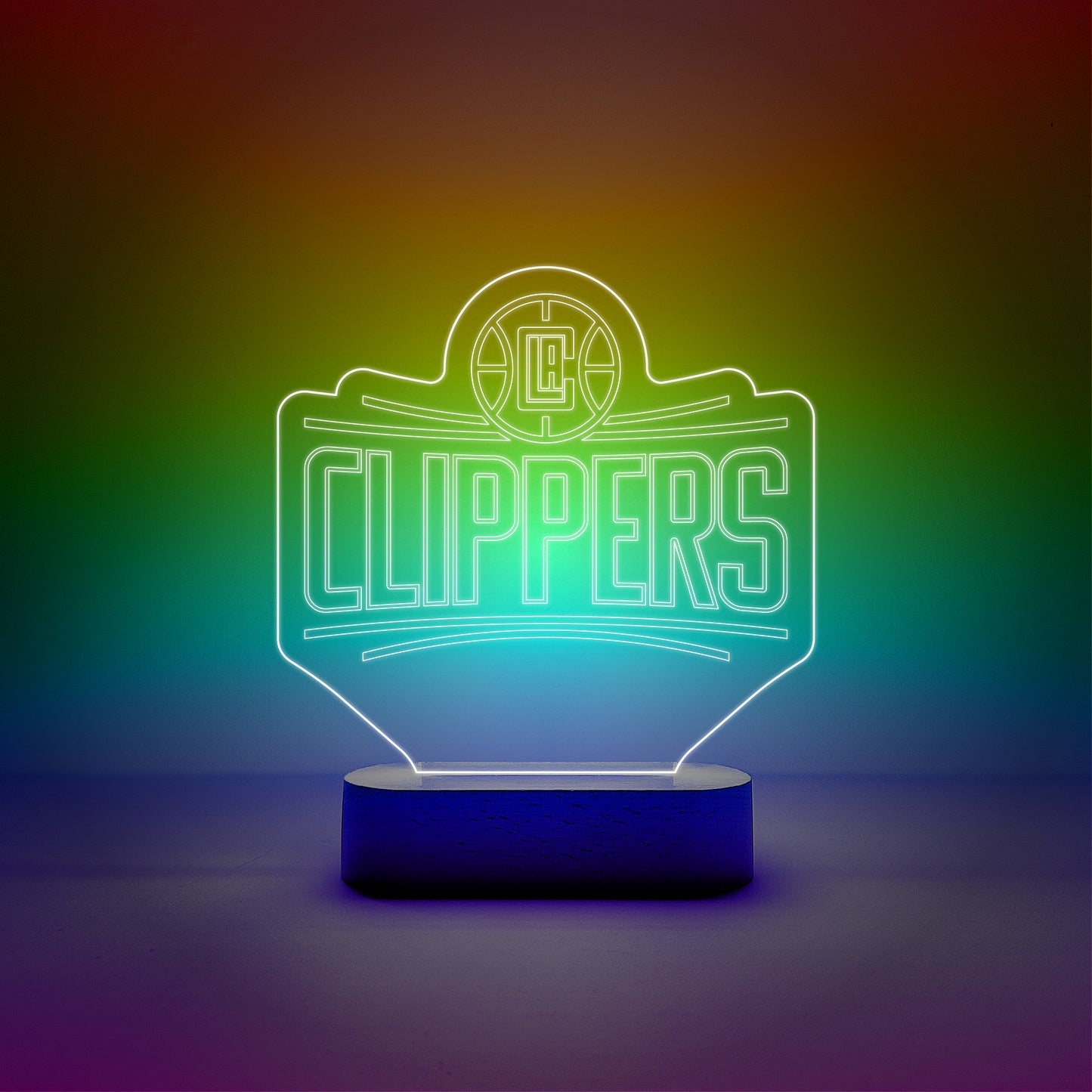 Edge-lit Sign Wooden Lamp Base - LA Clippers