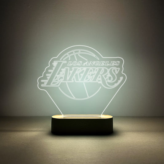 Edge-lit Sign Wooden Lamp Base - Los Angeles Lakers