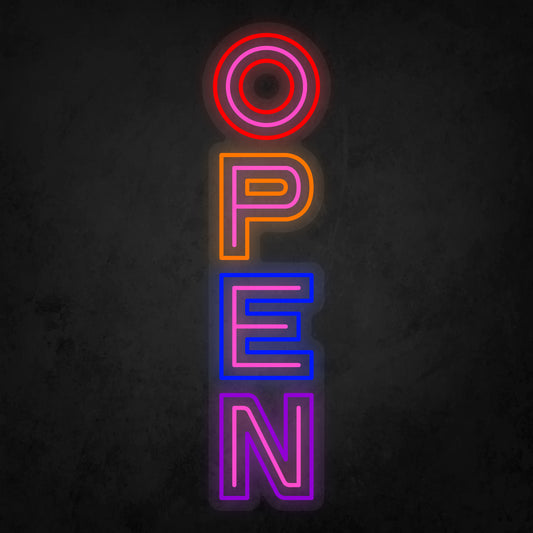 LED Neon Sign - OPEN Vertical 3 Line
