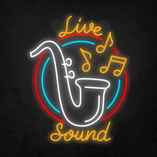 LED Neon Sign - Saxophone Live Sound Sign for Window