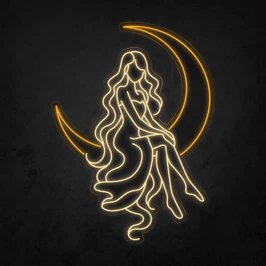 LED Neon Sign - The Goddess Sits on The Moon