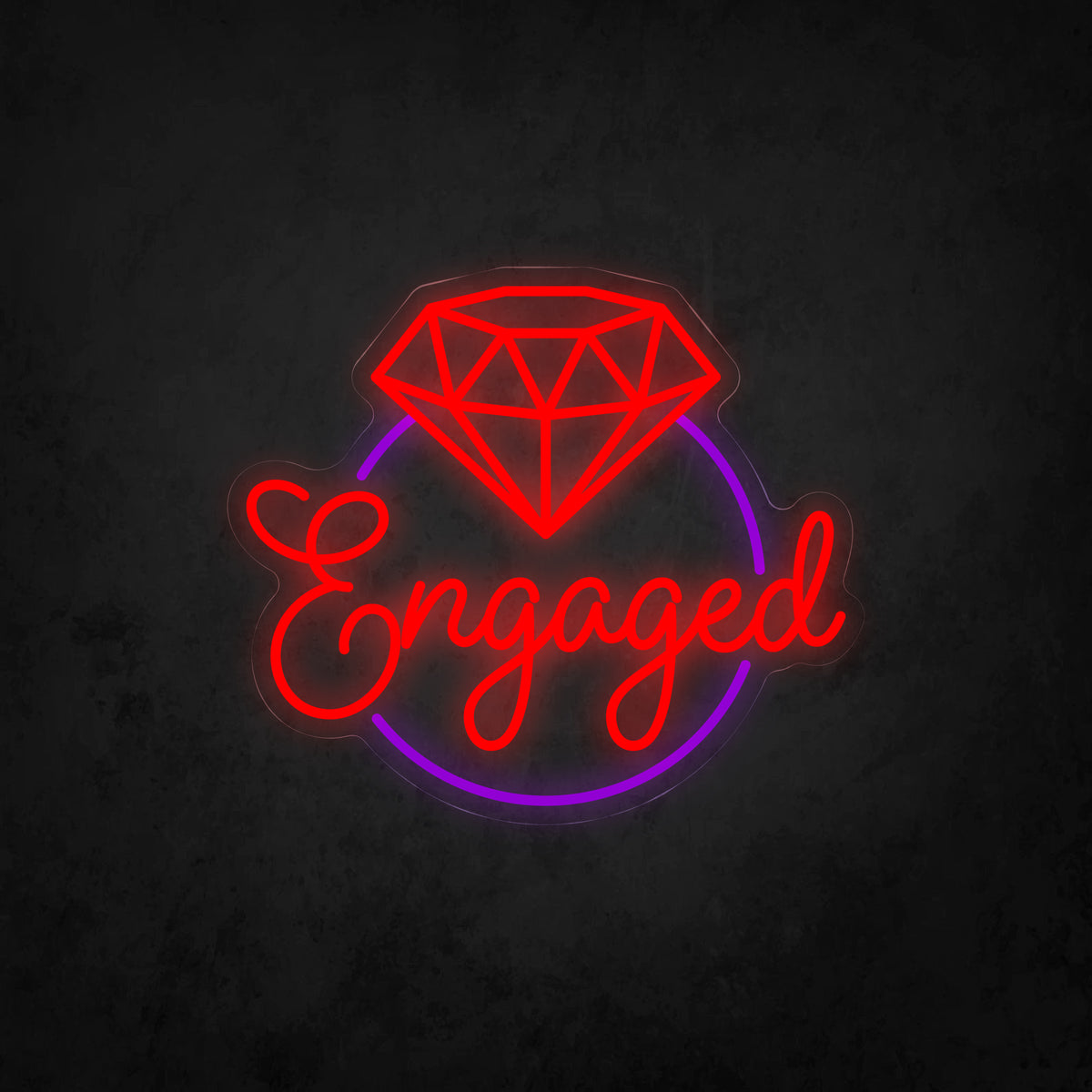 Ring Engaged Sign LED Neon Sign - Diamond Ring & Engaged – Self Signs