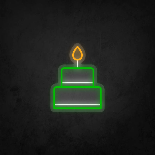Happy Birthday Glowing Neon Sign With Cake And A Candle Birthday Cake Symbol  In Neon Style Stock Illustration - Download Image Now - iStock