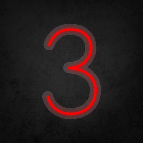 LED Neon Sign - Number - 3 Small