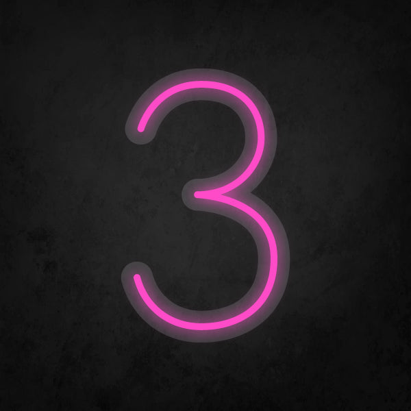 LED Neon Sign - Number - 3 Small