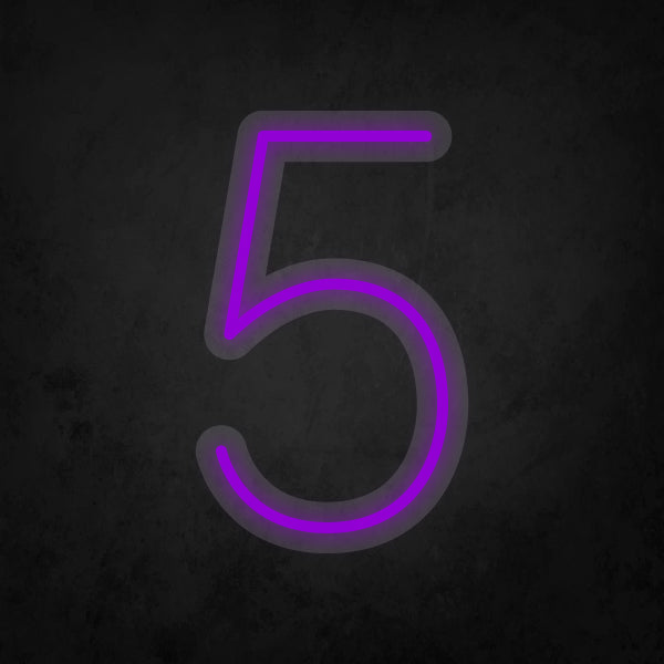 LED Neon Sign - Number - 5 Small